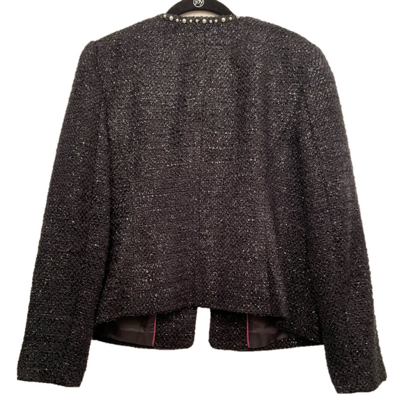 RSVP by Talbots Wool Blend Shimmer Boucle Tweed Jacket with Pearl Trim NWOT - Picture 9 of 16